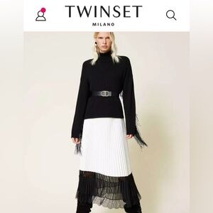 TWINSET Milano Pleated Skirt with Lace